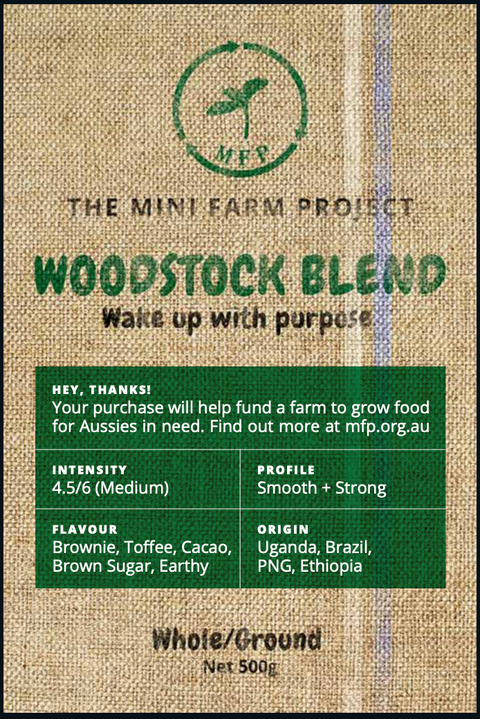 Coffee 500g Bag - Woodstock Farm Blend - Whole Beans