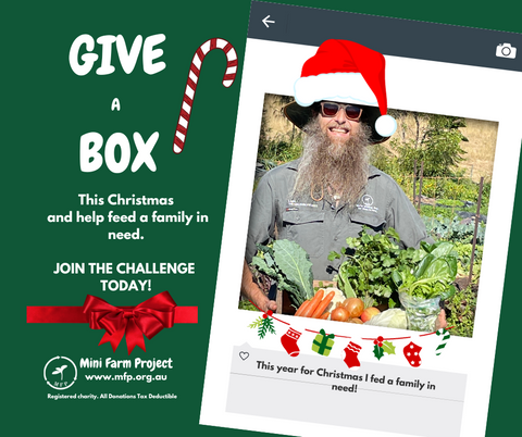 Give a Produce Box Christmas Challenge - $35 tax deductible donation ABN 88606937286 The Mini Farm Project Ltd
