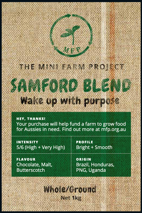 Coffee 1 kg Bag - Samford Farm Blend - Whole Beans